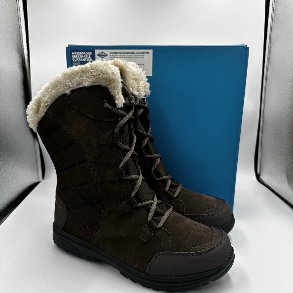 Columbia Ice Maiden II Women's size 11 Waterproof Lace Up Winter Brown Fur Boots